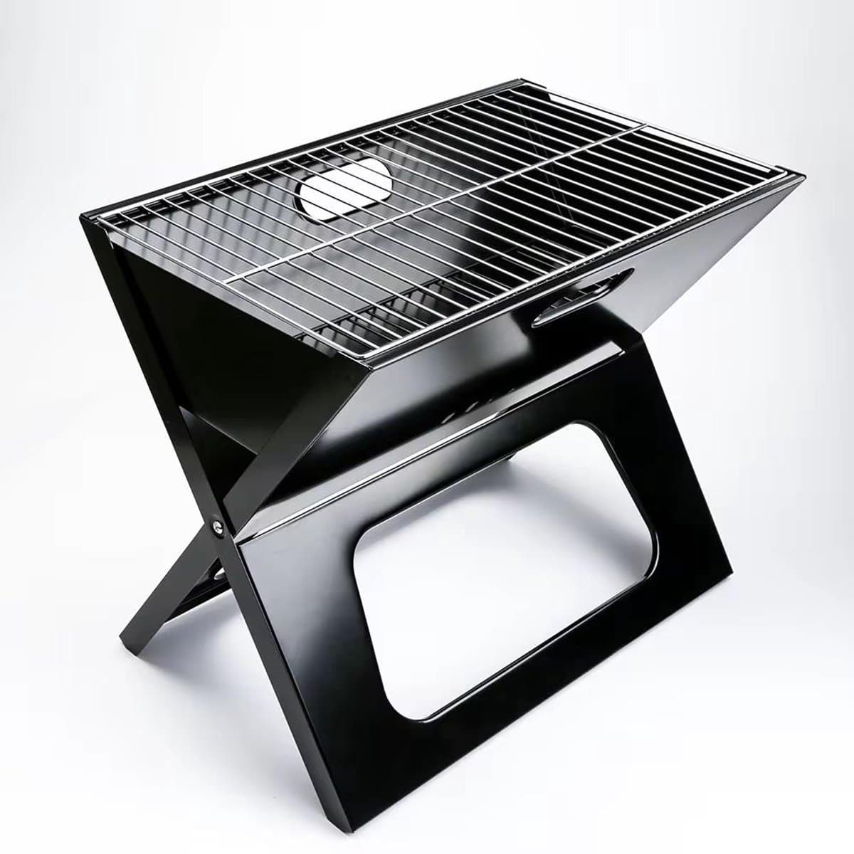 Draagbare Houtskool Barbecue – Snels inklapbare RVS Buiten Grill – Voor Camping, Tuin en Picknick – 48 cm — afbeelding 1