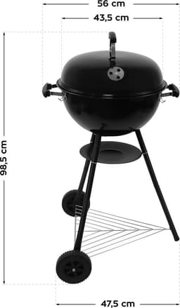 Gregman Roast 60 - 2 in 1 BBQ - Elektrische Houtskool Barbecue met Deksel - Zwart — thumbnail 2