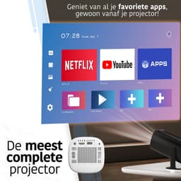 Proun Mini Beamer - Alles-in-één met 4K-ondersteuning - Full HD - iOS & Android - Mini Projector Smart TV - Wit — thumbnail 4