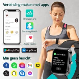 FITAGE Smartwatch - Smartwatches - Stappenteller - Sporthorloge - Smart watch - Activity Tracker - Dames en Heren - Zwart — thumbnail 3