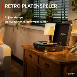 Platenspeler met speakers - Audizio RP111BK - Retro platenspeler - LP speler - Model 2025 - Zwart — thumbnail 2