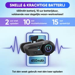 XELAR® Draadloze Motorhelm Headset - Intercom Motor Helm , Scooter - Bluetooth 5.3 - IP65 Waterproof - Handsfree bellen - Muziek en Radio Luisteren via je Telefoon - Harde Microfoon — thumbnail 2