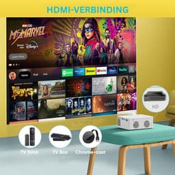 Mini Beamer - Film Projector met Bluetooth - Draagbare Beamer - 4K Kwaliteit - Wit — thumbnail 5