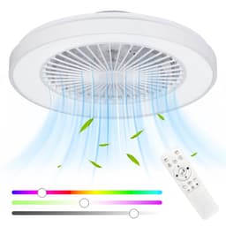 Epochglo Plafondlamp met ventilator Ø48.5cm - LED RGBW - 40W 4200LM - Dimbaar 3000K-6500K - 6 Snelheden - Timer, Afstandsbediening - Fluisterstil - Reversibele - Motor DC - Wit - Woonkamer - Slaapkamer - Keuken — thumbnail 3