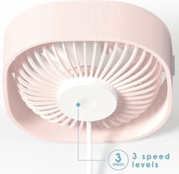 USB Tafelventilator - USB Ventilator - Mini Ventilator - Compact - 3 Windstanden - Roze — thumbnail 4