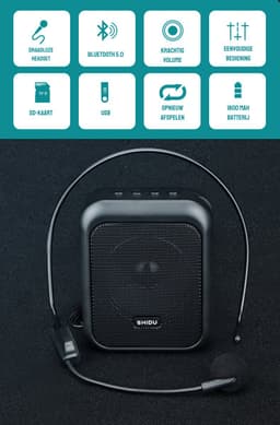 SHIDU S40 Spraakversterker Draadloos - Stemversterker - Geluidversterker - Draagbare Bluetooth Luidspreker en Draadloze Headset - Oplaadbare Stemversterker voor Leraren - Reizigers - Vergaderingen - Muzikanten — thumbnail 3