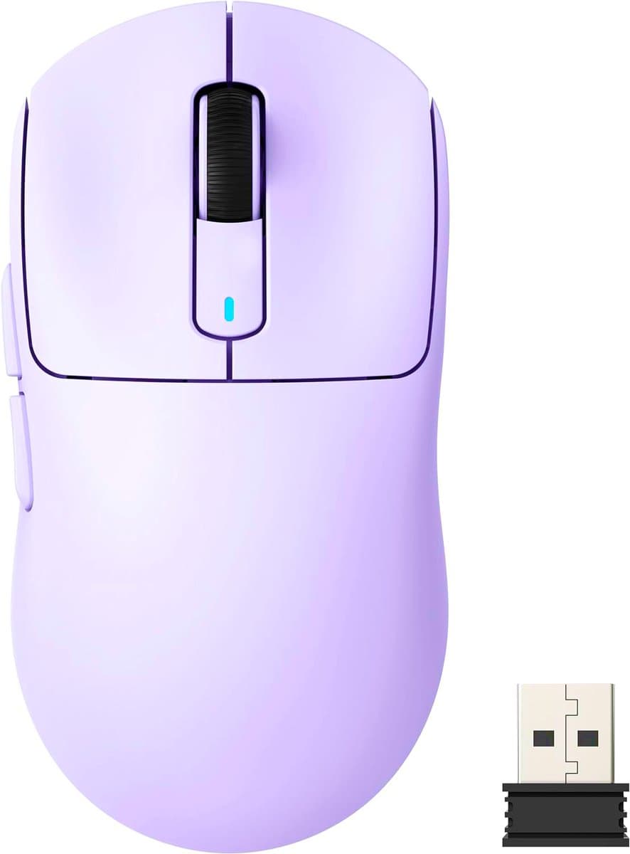 ATTACK SHARK Draadloze Gaming Muis - Wired/2.4G/BT5.4 - Lichtgewicht 49G - PAW3395 - 26000DPI - Lavender — afbeelding 1