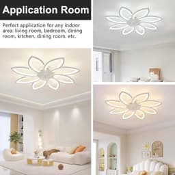 8 Sterren Plafondlamp Met Ventilator - Wit - Met Afstandsbediening - Smart lamp - Dimbaar Met App - 6 Standen Ventilator - Woonkamerlamp - Moderne lamp - Plafoniere — thumbnail 5
