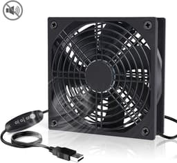 AmtSee® USB-ventilator, multi-speedbediening, met grillbescherming, behuizingsventilator, 120 mm, voor pc/tv-box/ontvanger/AV-cabine/PS4/router, met desktop — thumbnail 1