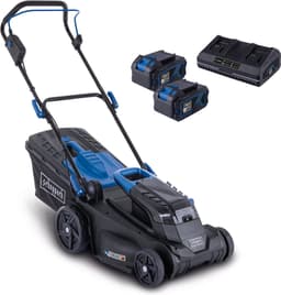 Scheppach Accu Grasmaaier Set BC-MP380-X - 38cm maaibreedte - in 6 stappen instelbaar: 25-75mm - met 45L opvangbak -Inclusief 2 x 20V Accu's en Acculader — thumbnail 1
