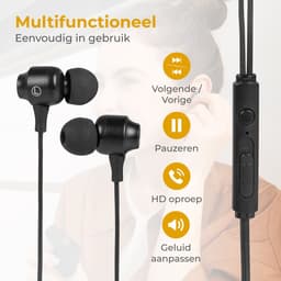 Nuvance Oortjes met Draad - 3.5mm Jack Aansluiting - Oordopjes met Draad - In-Ear Oortjes met Draad en Microfoon - Zwart — thumbnail 3