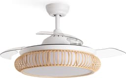 CREATE - Plafondventilator 40W stil Ø107cm intrekbare messen met ledlicht van 36W - Koel tot -6ºC - Programmeerbaar - Rieten Afwerking - WIND CLEAR RATTAN — thumbnail 1