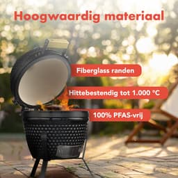 KitchenBrothers Kamado BBQ - 13 Inch Houtskool Barbecue - 27⌀ cm - PFAS-vrij - Egg BBQ - Vaderdag Cadeau - Zwart — thumbnail 3