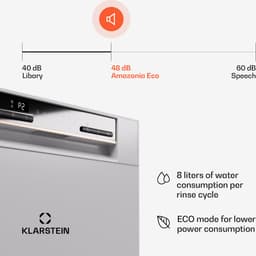 Klarstein Vaatwasser mini- voor 8 couverts, stille kleine vaatwasser met 7 wasprogramma's, kleine tafelmodel vaatwasser voor thuis, op kantoor en op de camping, mini-vaatwasser met wateraansluiting - 8L 8 Maatgedekken 47 dB 50 cm - voor Keuken — thumbnail 3