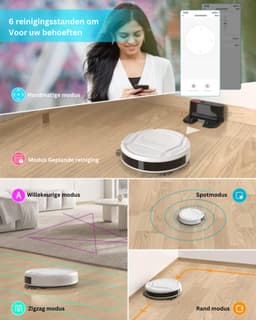 2-in-1 Robotstofzuiger met Laadstation - Met Dweilfunctie (Excl. Dweilaccessoires) - 3.0 Technologie - 120min. - Robotstofzuigers - Dweilrobot - Huisdieren - Stofzuiger - Spraakbesturing & App - Wit — thumbnail 2
