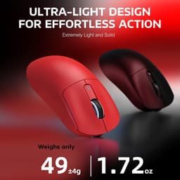 ATTACK SHARK Draadloze Gaming Muis - Wired/2.4G/BT5.4 - Lichtgewicht 49G - PAW3395 - 26000DPI - Rood — thumbnail 4