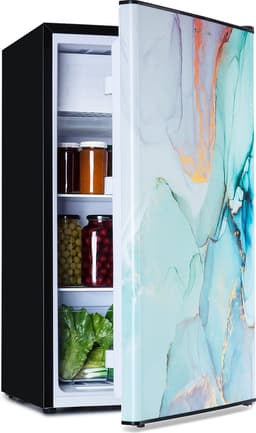 Klarstein CoolArt koel-vriescombinatie - Koelkast met 2 koelstanden, designfront, 5-traps thermostaat, 0 tot 10 °C, inhoud: 79 liter, design: pastel — thumbnail 1