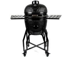 YAKINIKU Kamado - MEDIUM BASIC BLACK - Black Edition - 16 inch - Volledig Zwart - 41 cm Grilloppervlak - Inclusief Onderstel & Zijtafels