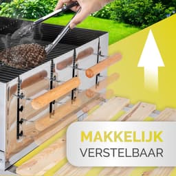 BBQ Collection Houtskool Barbecue – Trolley met Zijtafel – Grill op Wielen – RVS – 2 Roosters – 98 x 56 x 85 CM — thumbnail 5