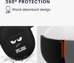 kwmobile Hoes geschikt voor Google Pixel Buds Pro 2 / Pixel Buds Pro - Siliconen cover voor oordopjes in wit / zwart / zwart - Don't Touch My Headphones design — thumbnail 5