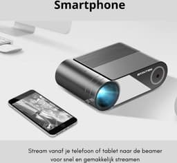 BYINTEK Mini Beamer Smartphone - Mini Beamer - Mini Projector - Mini Beamer Projector - Mini Projector Smartphone - Zwart — thumbnail 3