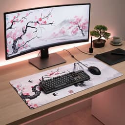 Grote Muismat 90x40 | Gaming Muismat | Wit | XXL | Antislip | Desktop Mat | Computer Mat | Blossom — thumbnail 4