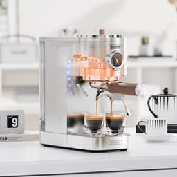 HiBREW H13 Semi-automatische Espressomachine - Dubbele Boiler Systeem met 20 Bar Druk - Multifunctionele Bereidingsmodi - Instelbare Drupbak - Wit — thumbnail 2