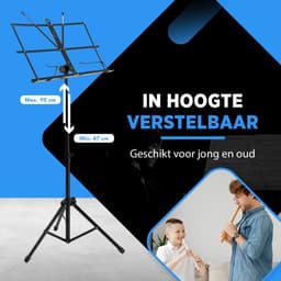Finesse Muziekstandaard voor Bladmuziek - Opvouwbaar - met Draagtas - Lessenaar - voor Tablet -Zwart — thumbnail 2