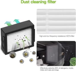 Vervangende onderdelen en accessoiresset: filters- zijborstels en wielen voor iRobot Roomba i7- i7+ en E5- E6 en E7 stofzuigers-11-delige set — thumbnail 4