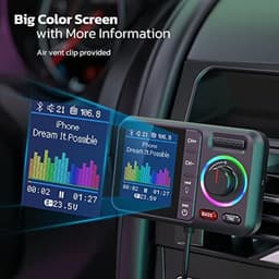 Bluetooth-adapter Geschikt voor in de auto met FM-zender, Bluetooth V5.0, groot scherm, ondersteunt handsfree bellen, Siri en Google, MP3-muziekweergave, subwoofer en TRE-uitbreiding, TF-kaart/AUX - KM28 Zwart — thumbnail 5