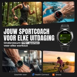 Siltcon® Vortex GPS Smartwatch Heren en Dames - Sport Horloge - Horloge Heren - Stappenteller - Hartslagmeter - Saturatiemeter - Belfunctie - 200+ Sportmodi - Kompas - Zaklamp - Waterdicht - AMOLED - Geschikt voor iOS/Android - 5 Bandjes — thumbnail 4