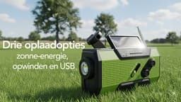 Brixy Noodradio - Radio Met Accu Batterij Voor Noodsituaties - 5000 MAH - Opwindbaar - Solar - Zaklamp - Powerbank - Groen — thumbnail 2