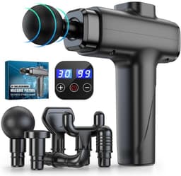 RWB® Massage Pistool - Massagepistool - Massage Gun - 30 Snelheden - 8 Massagekoppen - Zwart - 15cm x 10cm x 7cm — thumbnail 1