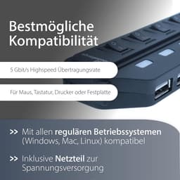 USB 3.0 Hub 1 op 4 Met Afzonderlijke Schakelaars En Voeding Voor Tot Vier Apparaten — thumbnail 2