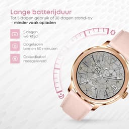 Norva - Smartwatch voor Dames - Geschikt voor elke smartphone - Slaapmonitor - Bellen - Muziek - Lange batterijduur - 100+ Sportmodi - Dames horloge - Incl. extra bandje — thumbnail 2