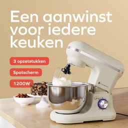 KitchenBrothers 1200W Keukenmachine - Keukenrobot - 5L - Mixer met Mengkom - BPA-vrij Keukenmixer - Champagne — thumbnail 3