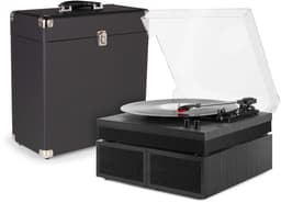 Retro platenspeler met platenkoffer - Fenton RP165B - Met Bluetooth en speakers - Zwart — thumbnail 1