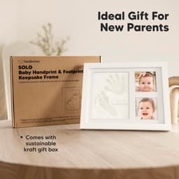 Babyhand- en voetafdrukset - sneldrogende klei babyvoetafdrukset, pasgeboren aandenken, kinderkamer fotolijst voor jongens, meisjes, gepersonaliseerde cadeaus voor douche en register (Alpine White) — thumbnail 2