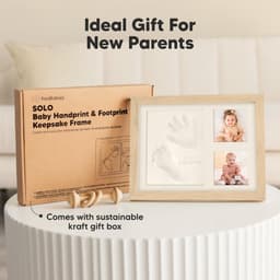 Babyhand- en voetafdrukset - sneldrogende klei babyvoetafdrukset, pasgeboren aandenken, kinderkamer fotolijst voor jongens, meisjes, gepersonaliseerde cadeaus voor douche en register (Zwart) — thumbnail 4