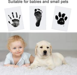 Stempelset met hand- en voetafdrukken (zonder inkt), perfect voor familiefoto's, dierbare herinneringen en geschikt voor baby's van 0-1 jaar of kleine huisdieren (inclusief 3 stempelkussens en 6 stempelkaarten). — thumbnail 4