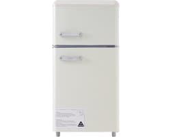 Koelkast, dubbeldeurs 46 x 45 x 91 cm, totale inhoud 72 liter, vriesvak 21 liter, jaarlijks stroomverbruik 120 kWh, ledverlichting, energielabel E, verkrijgbaar in meerdere kleuren, geschikt voor keukens, kinderkamers en appartementen.