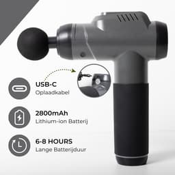 MLN Massage Gun - Krachtig - Massage Apparaat - 5 opzetstukken - Lange steel - Zwart — thumbnail 2