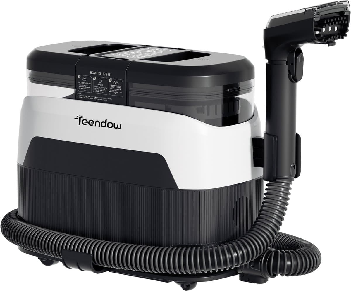 Teendow C6 MAX Tapijtreiniger - 12000Pa Zuigkracht -Hoge temperatuur Stoomreiniging - 1250ml Watertank - 950ml Afvalwatertank - 4m Verlengsnoer- Wit — afbeelding 1
