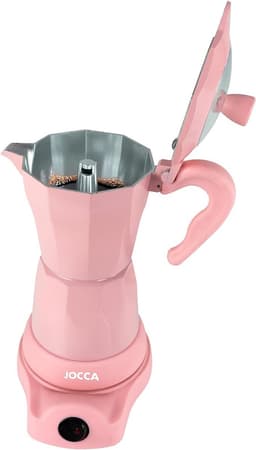 Jocca elektrische Italiaanse koffiemachine 6 kopjes – 480 W – 360° draaibasis – Roze — thumbnail 5