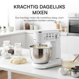 Heinner Keukenmachine Mixer – 5 L Kom – 1000 W – 12 Snelheden met Pulsfunctie – Keukenrobot inclusief RVS Garde, Menghaak en Deeghaak – Wit — thumbnail 4