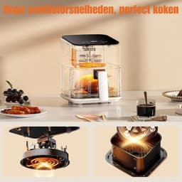 Quvo® Mini Airfryer - Airfryer - Heteluchtfriteuse - Compact - 2.5 Liter - Wit - ‎26cm x 21cm x 28 cm — thumbnail 3