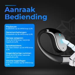 SFATECH Q39 – Open-Ear Sport Hoofdtelefoon – Open-Ear Sport Oortjes – Sport Oordopjes – Sport Hoofdtelefoon – Bluetooth Koptelefoon – Bluetooth 5.4 – AI Bass – ENC Noise Cancelling – IP54 – True Wireless – Zwart — thumbnail 3