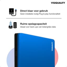 VisiQuality High-Speed Externe Harde Schijf 1 TB - Draagbare Harde Schijf USB 3.0 - Voor Windows & Mac - Geschikt voor Gameconsoles - Compact - Met handleiding - Blauw — thumbnail 4