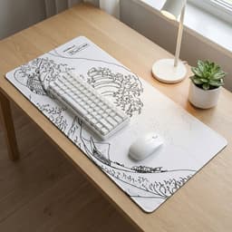 XXL Bureau Muismat - Witte Golven Design - Antislip - Geschikt voor Gaming en Werk - 80x30cm — thumbnail 5