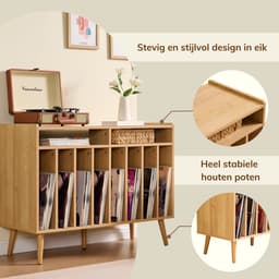 ACAZA LP Opbergsysteem - LP Houder - Premium XL - Lichte Eik - 100 x 75 x 40 cm (L x B x H) - Platenspeler Meubel - Vinyl Opbergsysteem - Platenkast - Platenhouder - 200 Platen — thumbnail 4